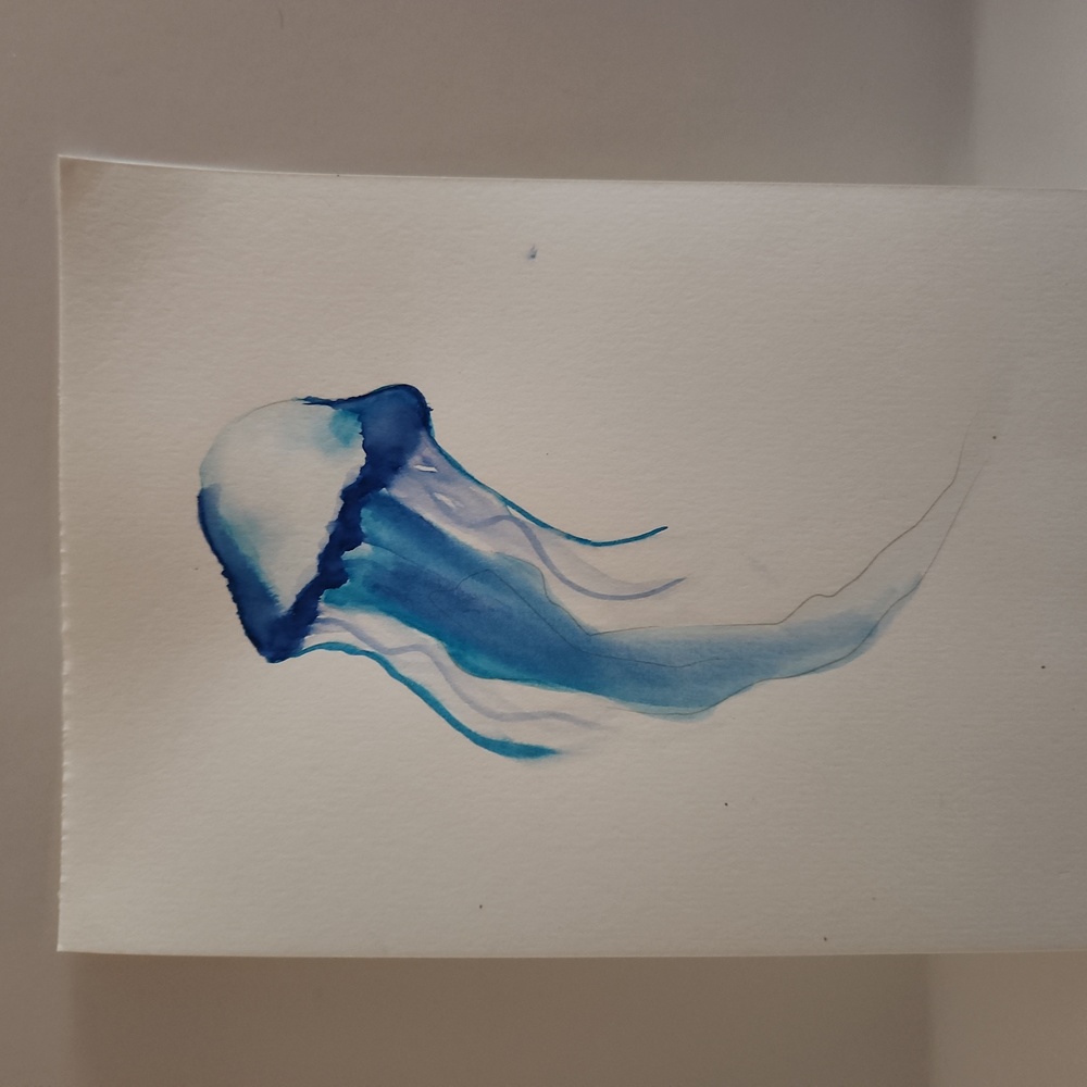 Handmade Watercolor Jelly Fish Art